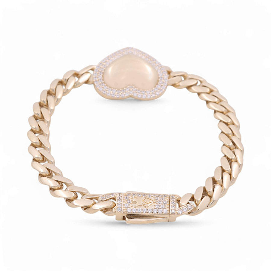 10K Yellow Gold Women's Monaco with Heart Bracelet