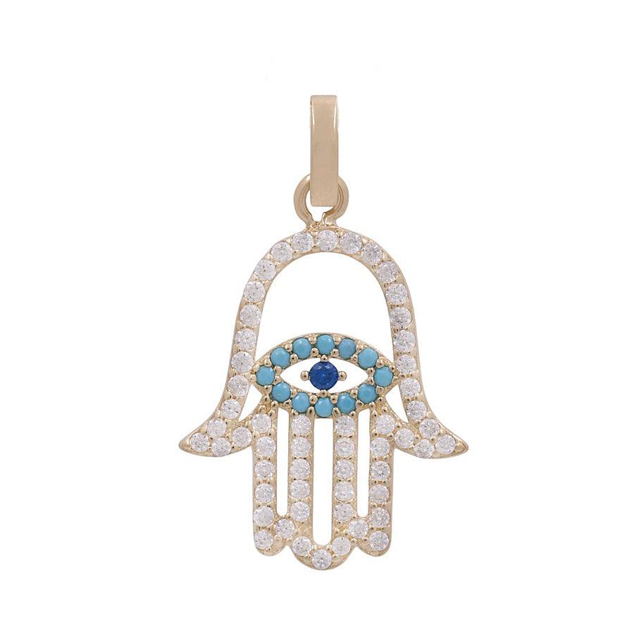 14K Yellow Gold Hamsa Hand Pendant