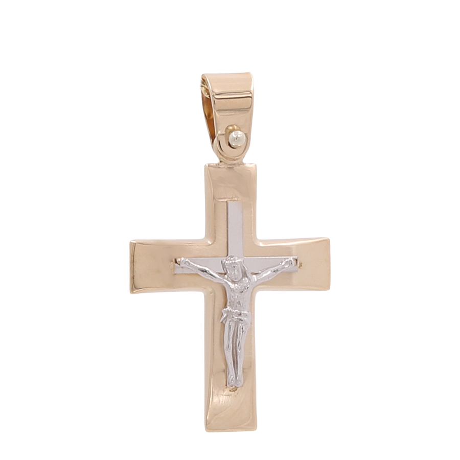 14K Two Tone Yellow/White Gold Crucifix Pendant