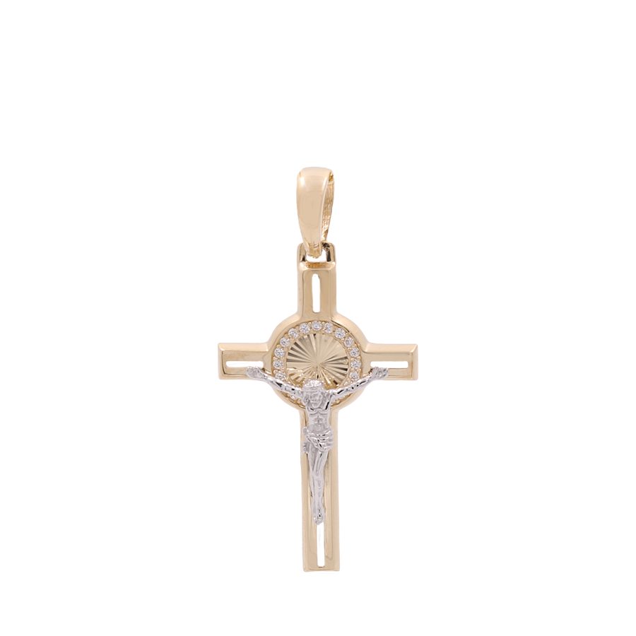 14K Two Tone Yellow/White Gold  Crucifix Pendant