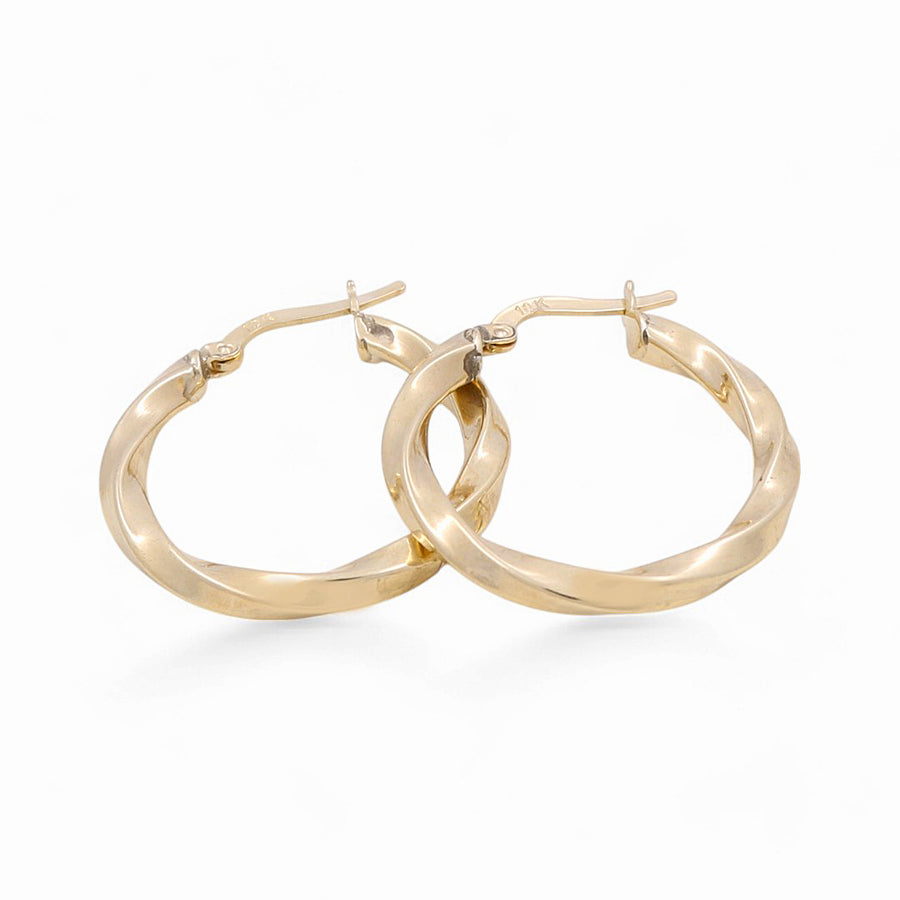 10K Yellow Gold Twisted Hoop Earrings