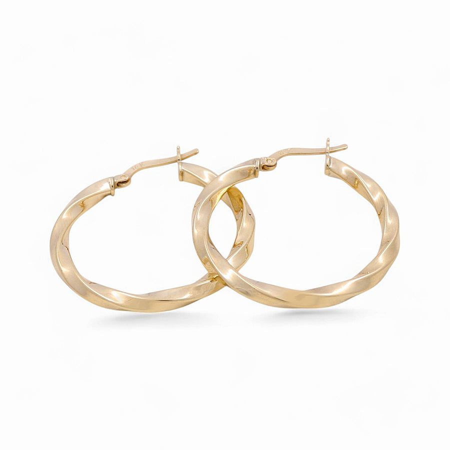 10K Yellow Gold Twisted Hoop Earrings