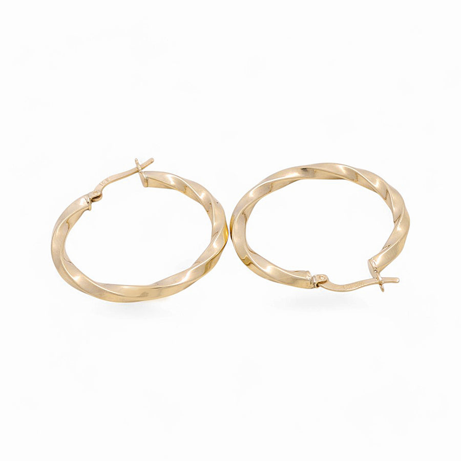 10K Yellow Gold Twisted Hoop Earrings