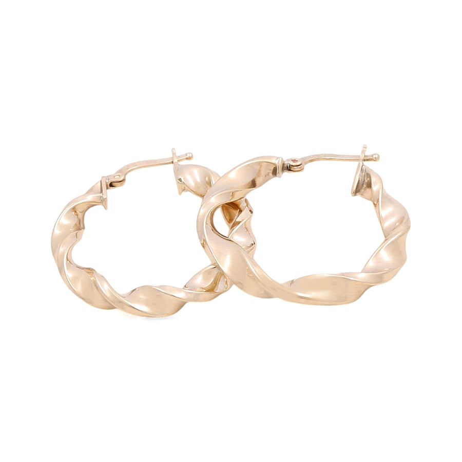 10K Yellow Gold Twisted Hoop Earrings