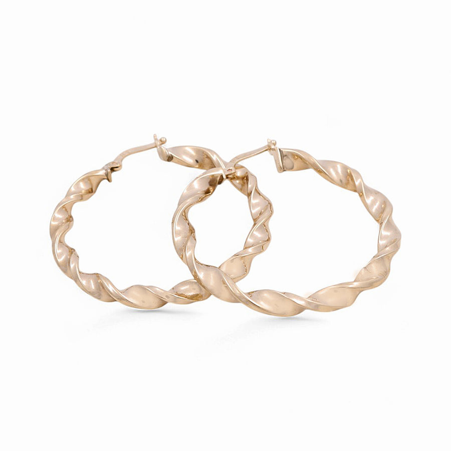 10K Yellow Gold Twisted Hoop Earrings