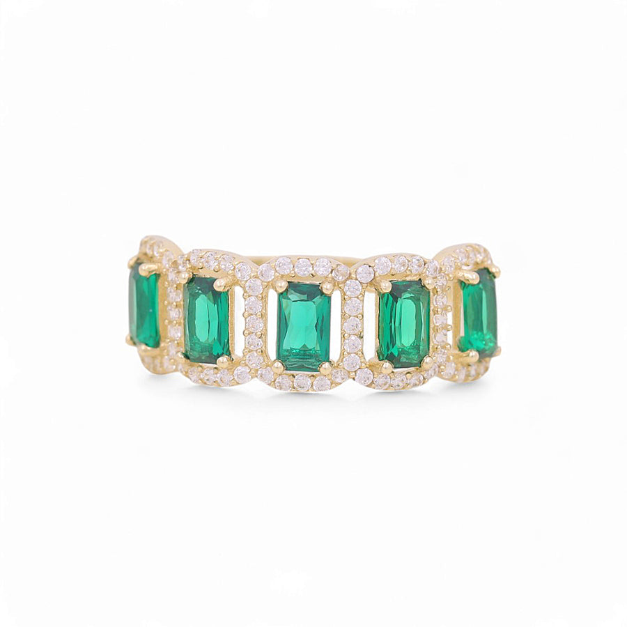 10K Yellow Gold  Green  Square Fashion  Women's Ring