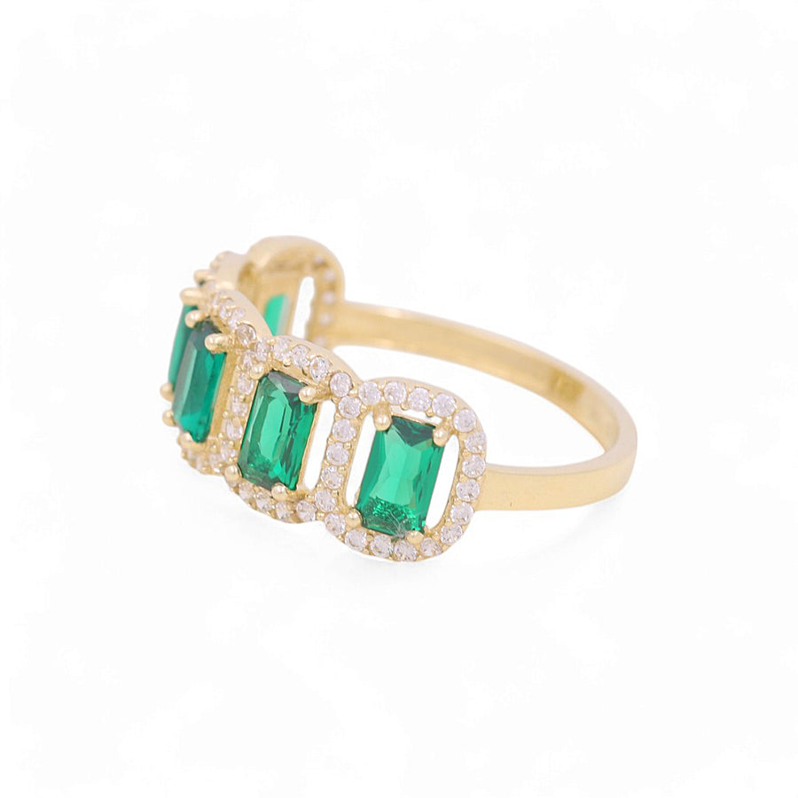 10K Yellow Gold  Green  Square Fashion  Women's Ring