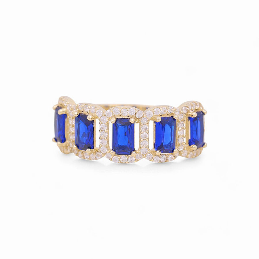 10K Yellow Gold  Blue Square Fashion  Women's Ring