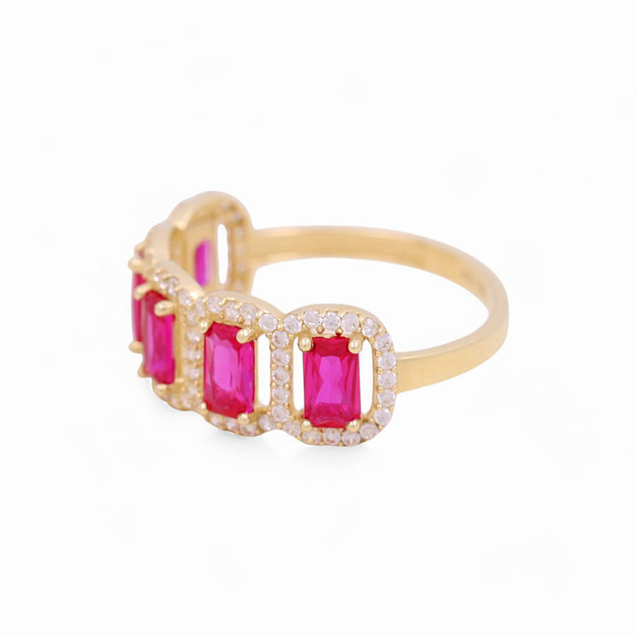 10K Yellow Gold  Red Square Fashion  Women's Ring