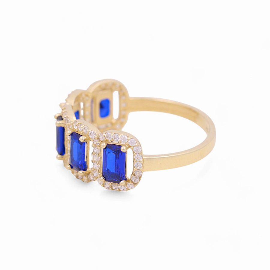 10K Yellow Gold  Blue Square Fashion  Women's Ring