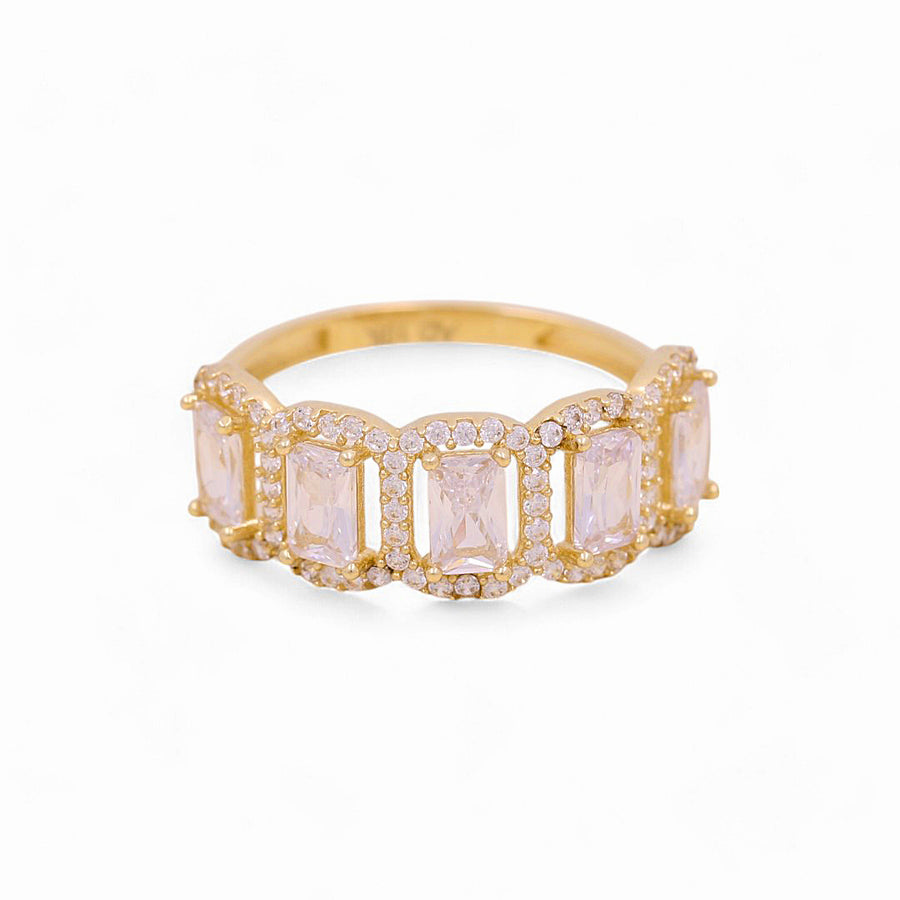 10K Yellow Gold  White Square Fashion  Women's Ring