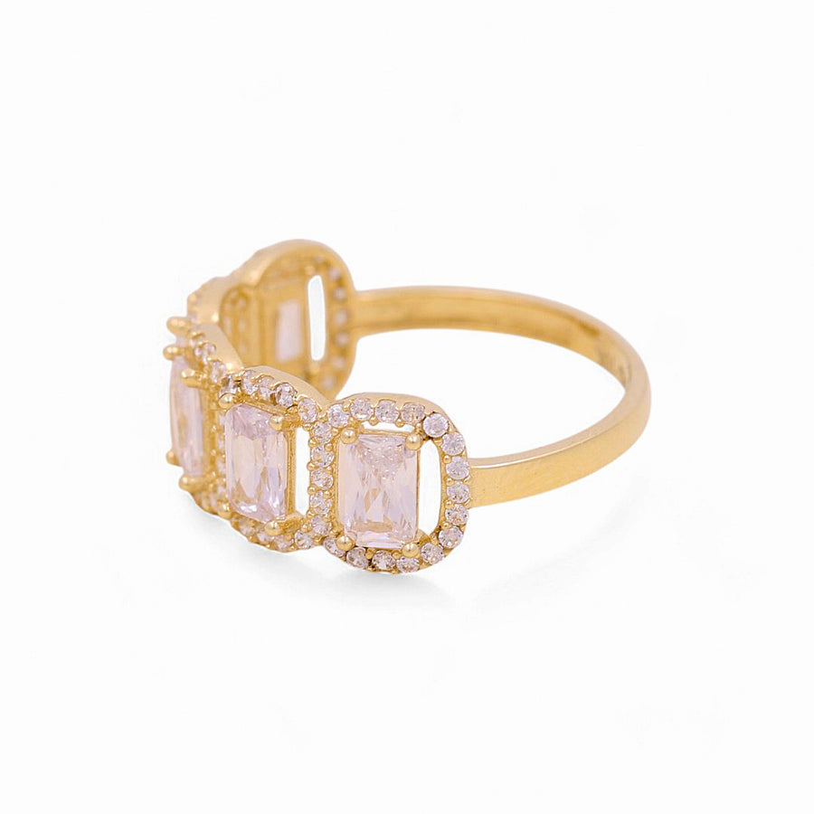 10K Yellow Gold  White Square Fashion  Women's Ring