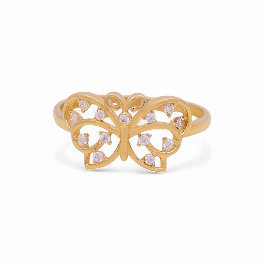 14K Yellow Gold  Butterfly with Cz Fashion Women's Ring