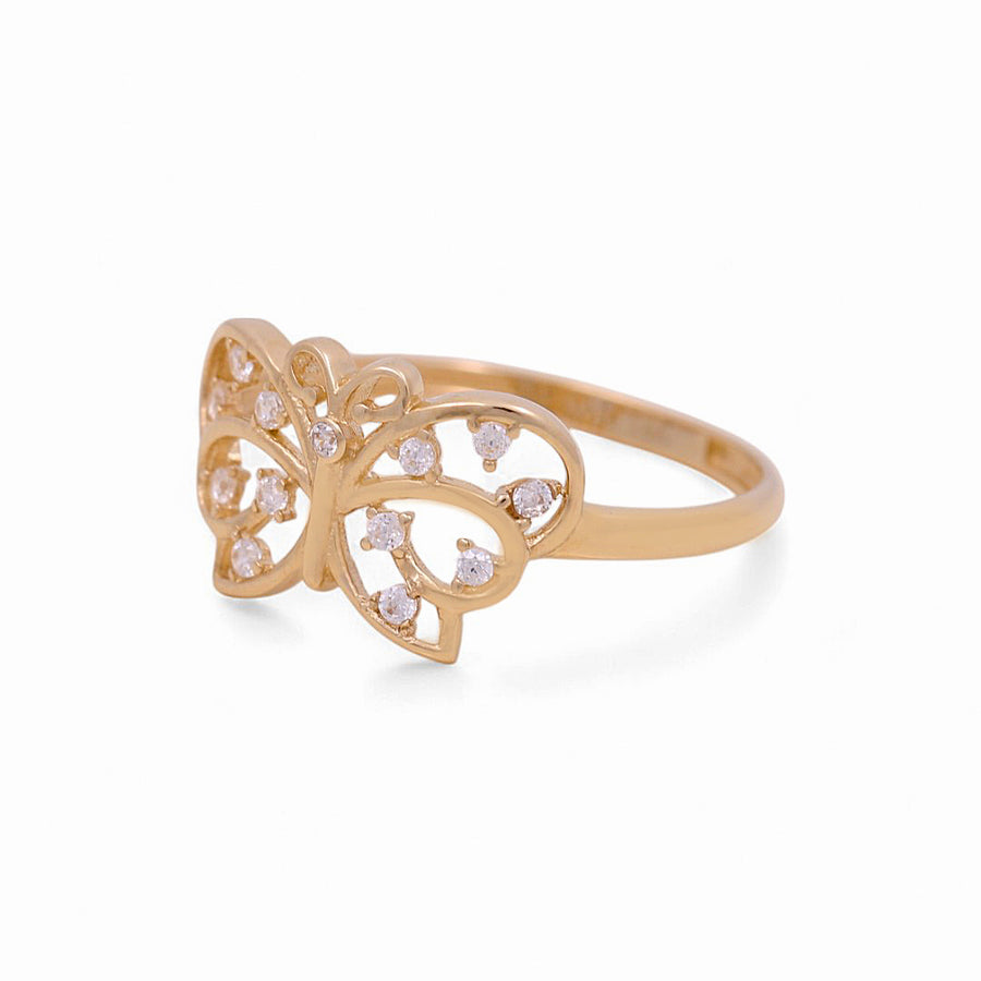 14K Yellow Gold  Butterfly with Cz Fashion Women's Ring