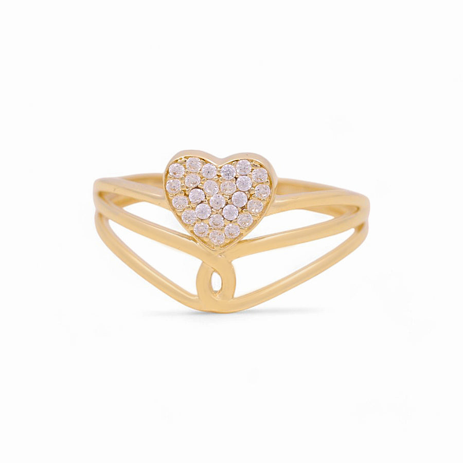 14K Yellow Gold  Heart with Cz Fashion Women's Ring