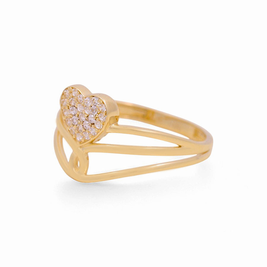 14K Yellow Gold  Heart with Cz Fashion Women's Ring