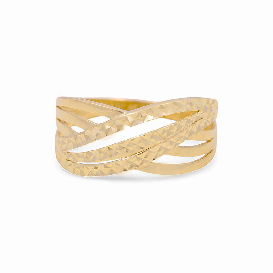 10K Yellow Gold Diamond Cut Fashion Women's Ring