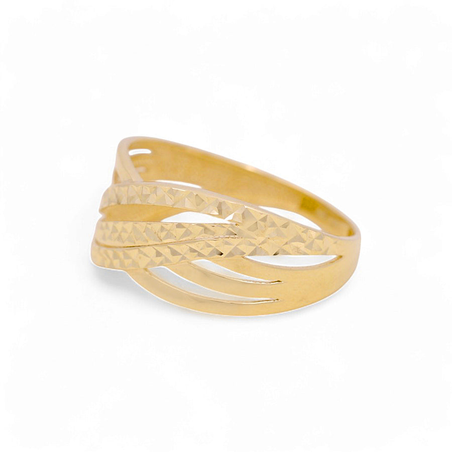 10K Yellow Gold Diamond Cut Fashion Women's Ring