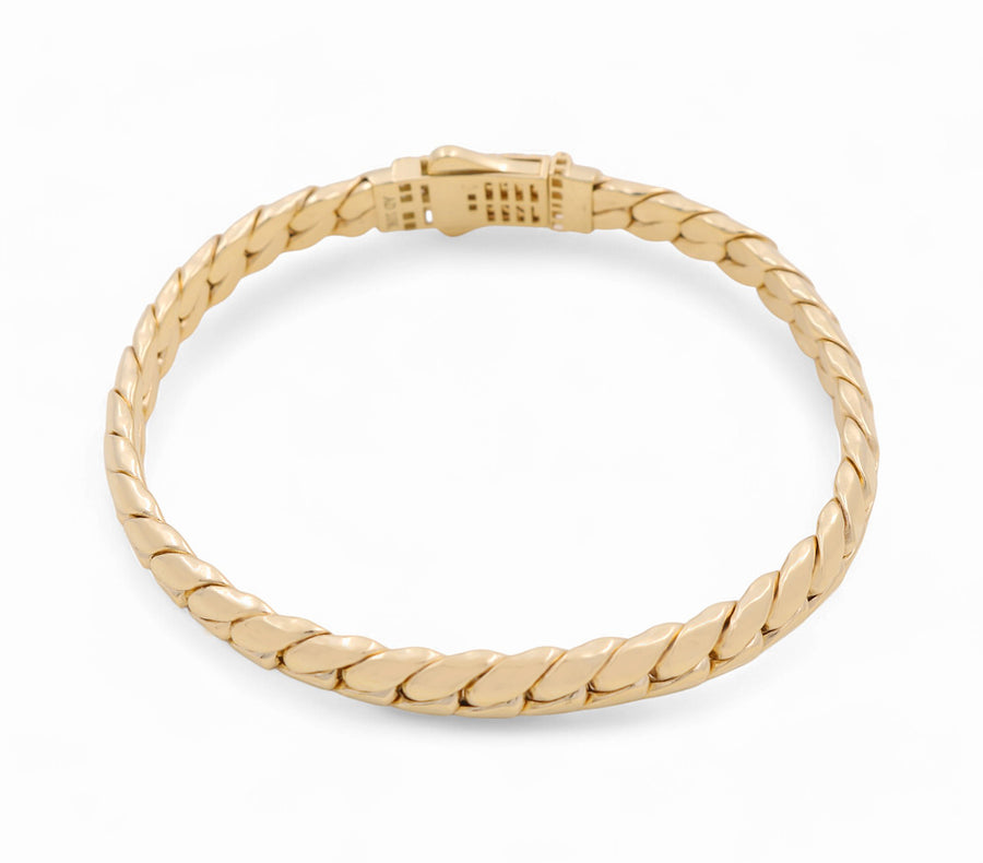 10K Yellow Gold Fancy Link with Cz Clasp Bracelet