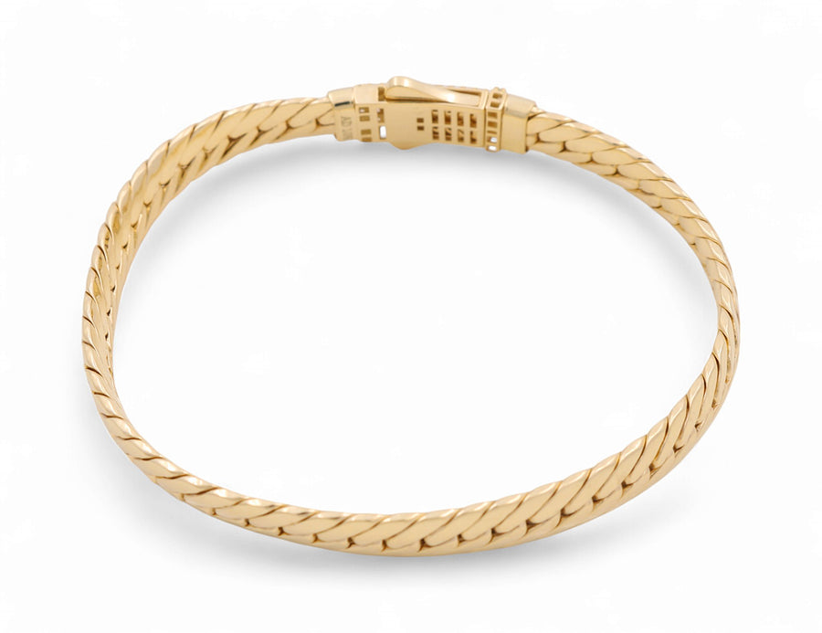 10K Yellow Gold Fashion Link with Cz Clasp Bracelet