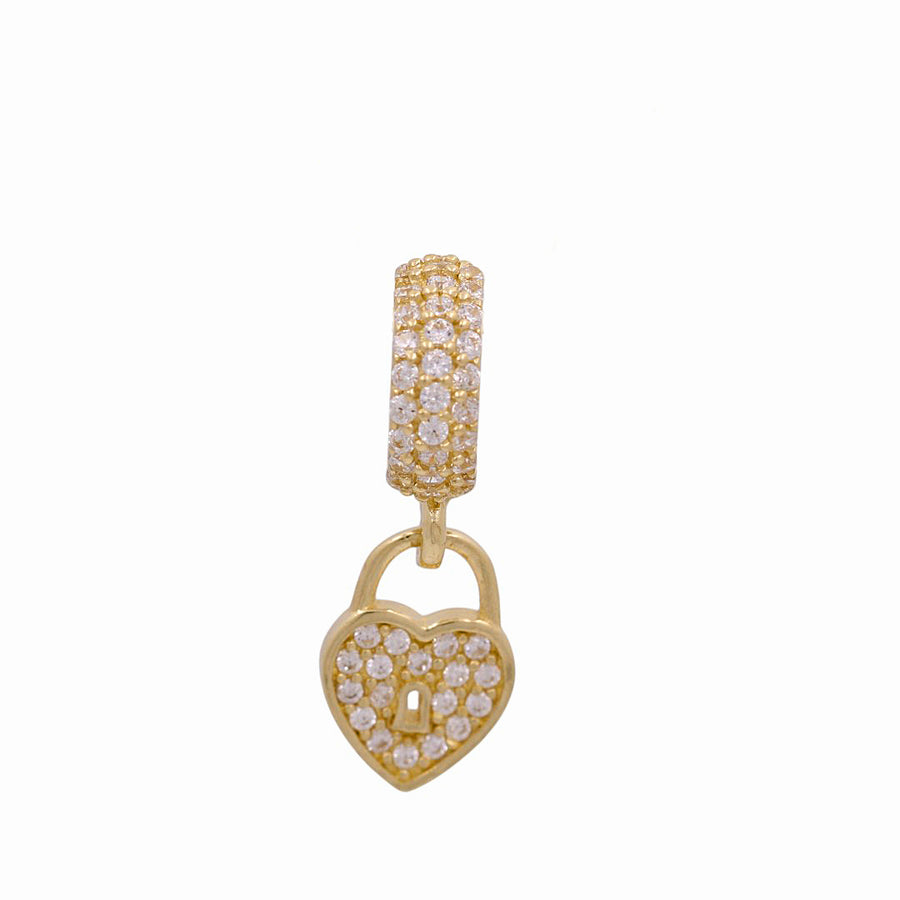 14K Yellow  Gold Heart with Cz Charms Pendant