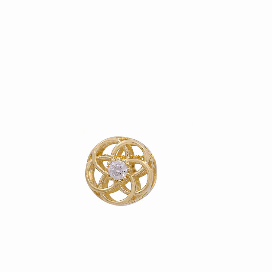 14K Yellow  Gold Flower with Cz Charms Pendant