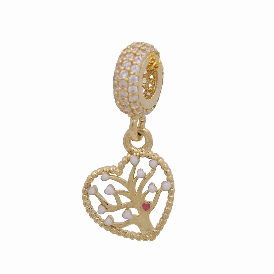 14K Yellow  Gold Heart with Tree Life Charms Pendant