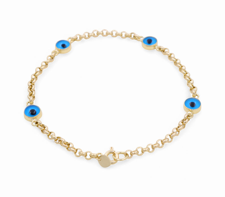 14K Yellow Gold Blue Eye  Bracelet