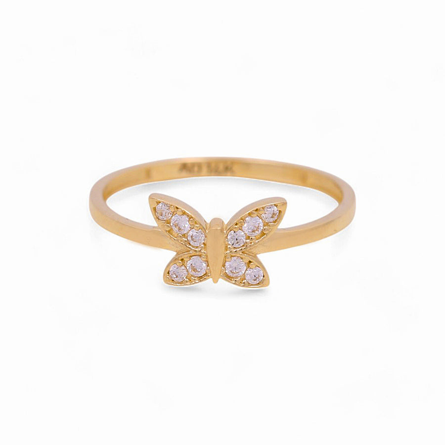 14K Yellow Gold  Butterfly with Cz Fashion Women's Ring