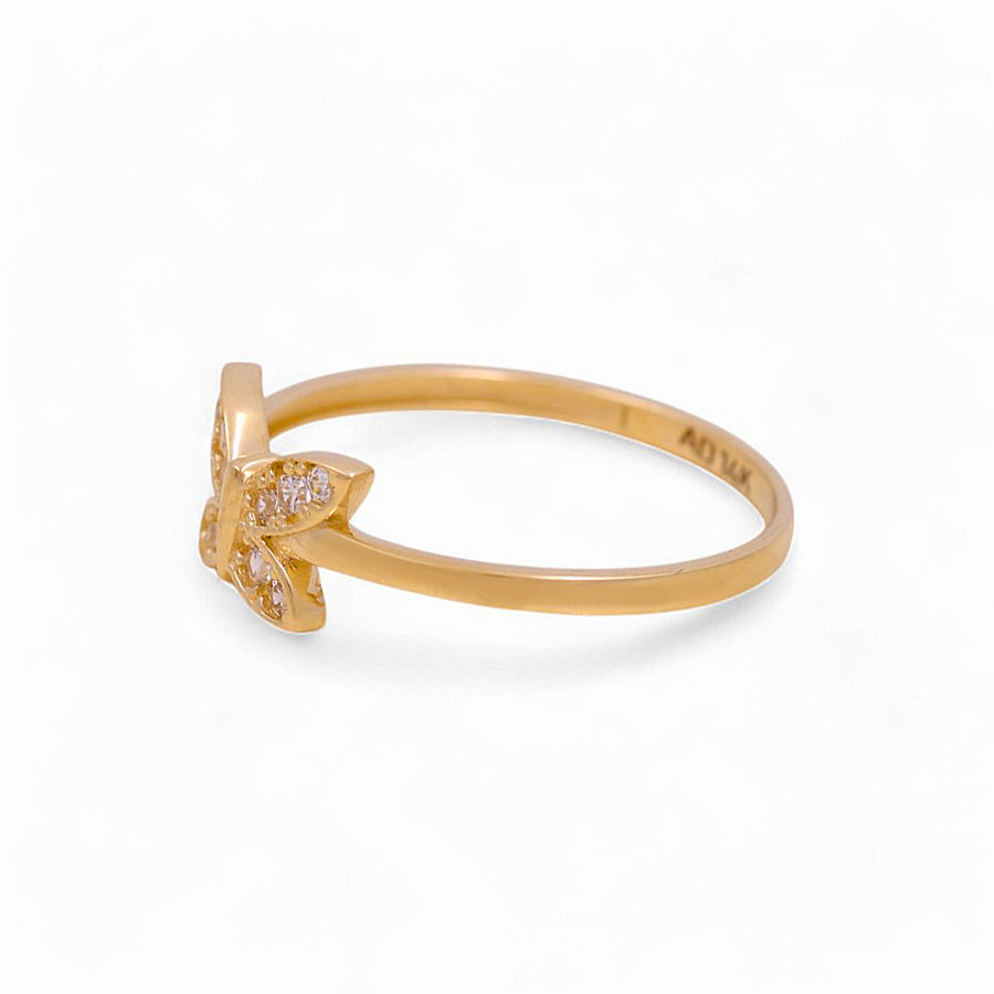 14K Yellow Gold  Butterfly with Cz Fashion Women's Ring