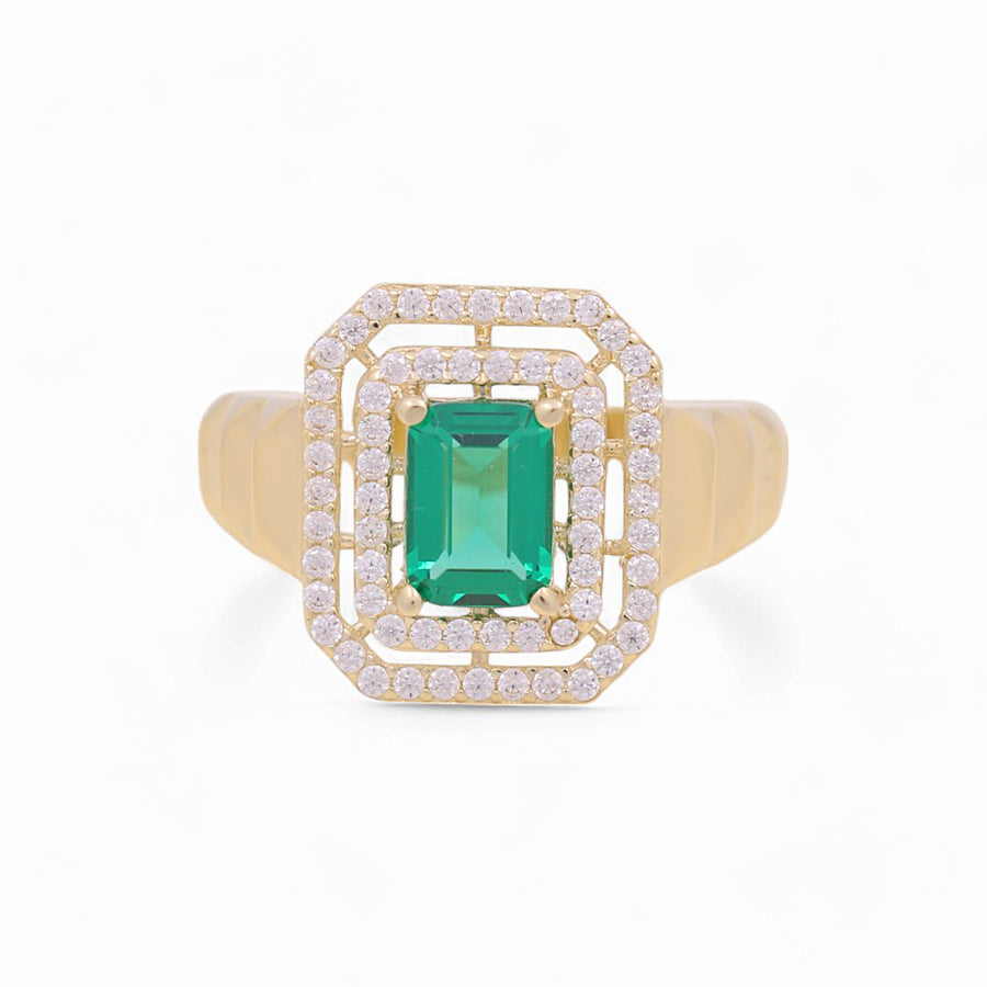 10K Yellow Gold  Square Green Fashion Women's Ring