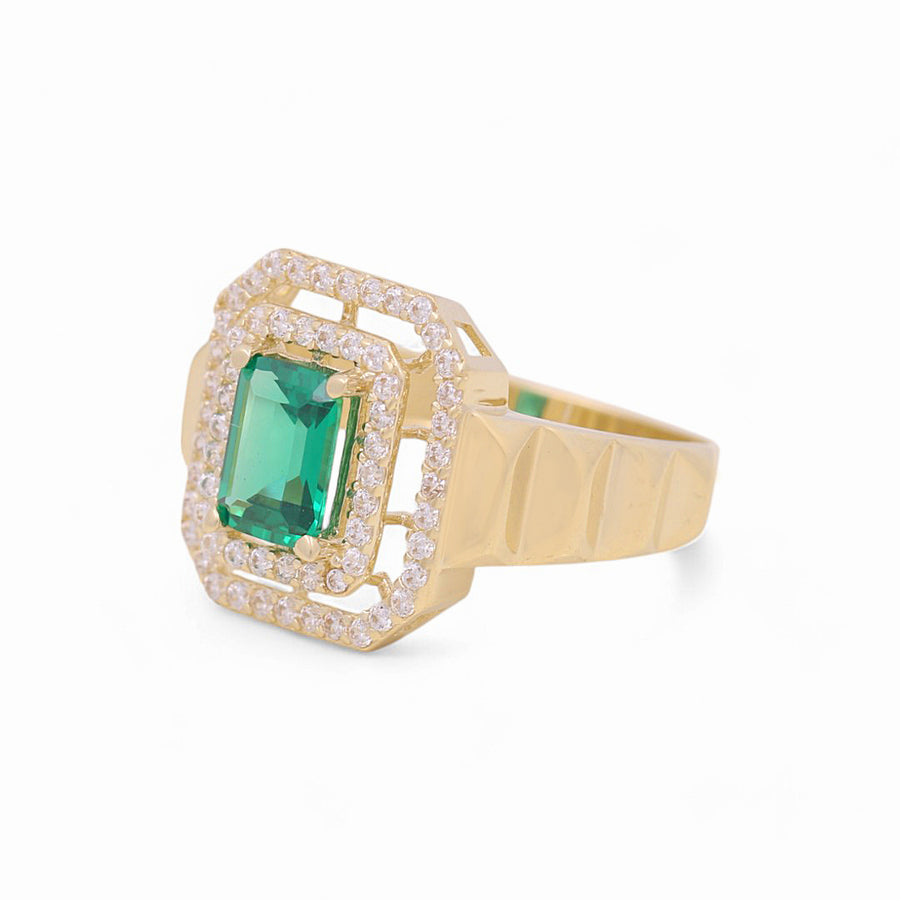 10K Yellow Gold  Square Green Fashion Women's Ring