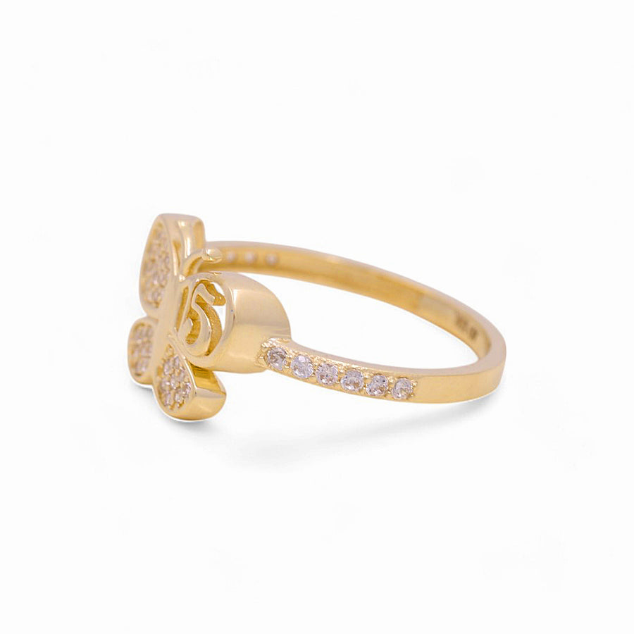 10K Yellow Gold Butterfly with Cz Fashion Women's Ring