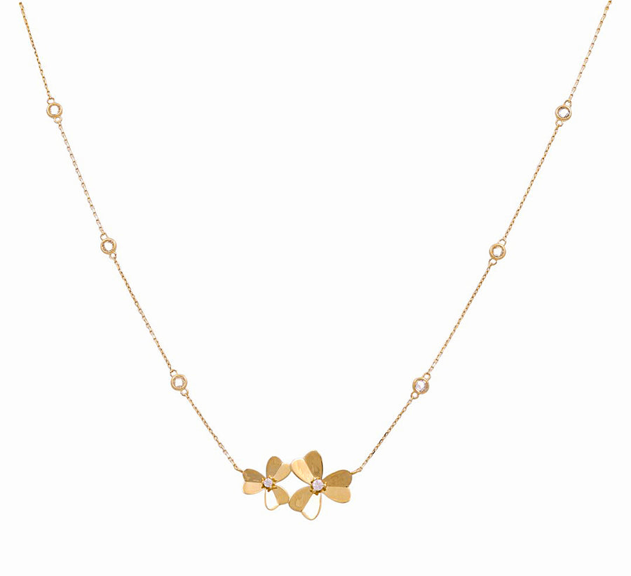 10K Yellow Gold Flowers Necklace