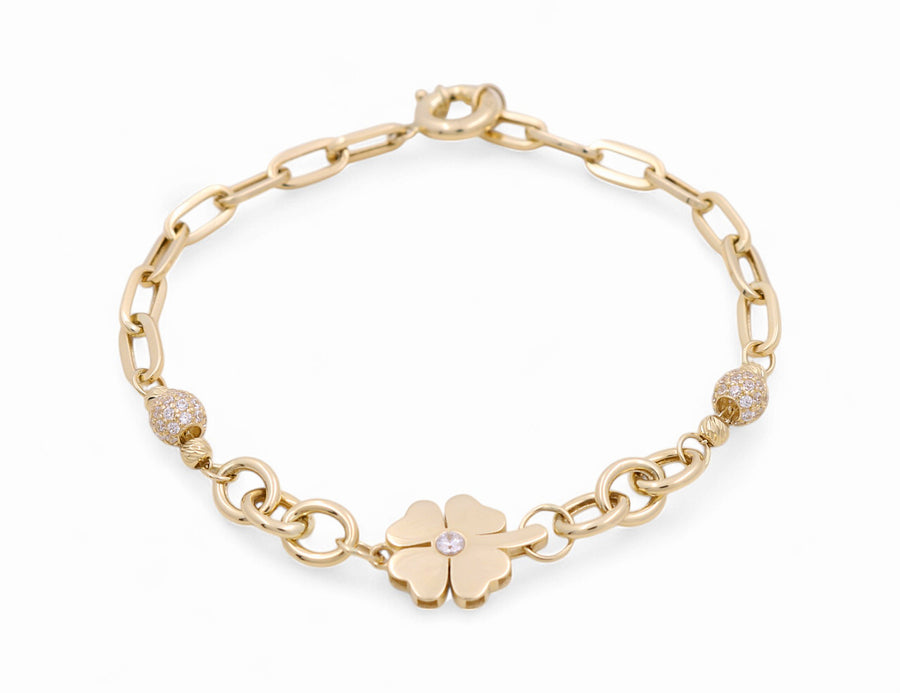 14K Yellow Gold Flower  Bracelet