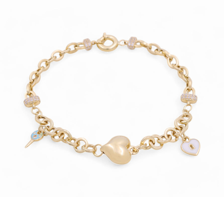 14K Yellow Gold Heart Bracelet