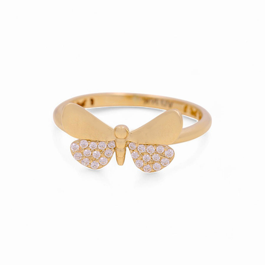 14K Yellow Gold  Butterfly with Cz Fashion Women's Ring