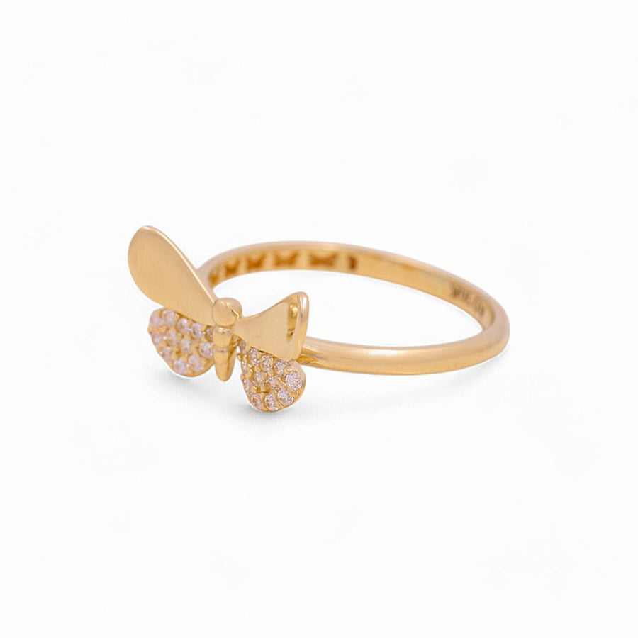 14K Yellow Gold  Butterfly with Cz Fashion Women's Ring