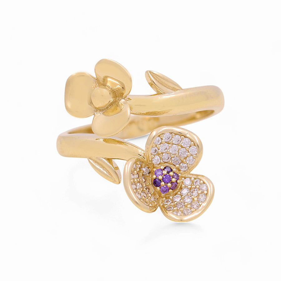 10K Yellow Gold  Fashion Flower with CZ Women's Ring