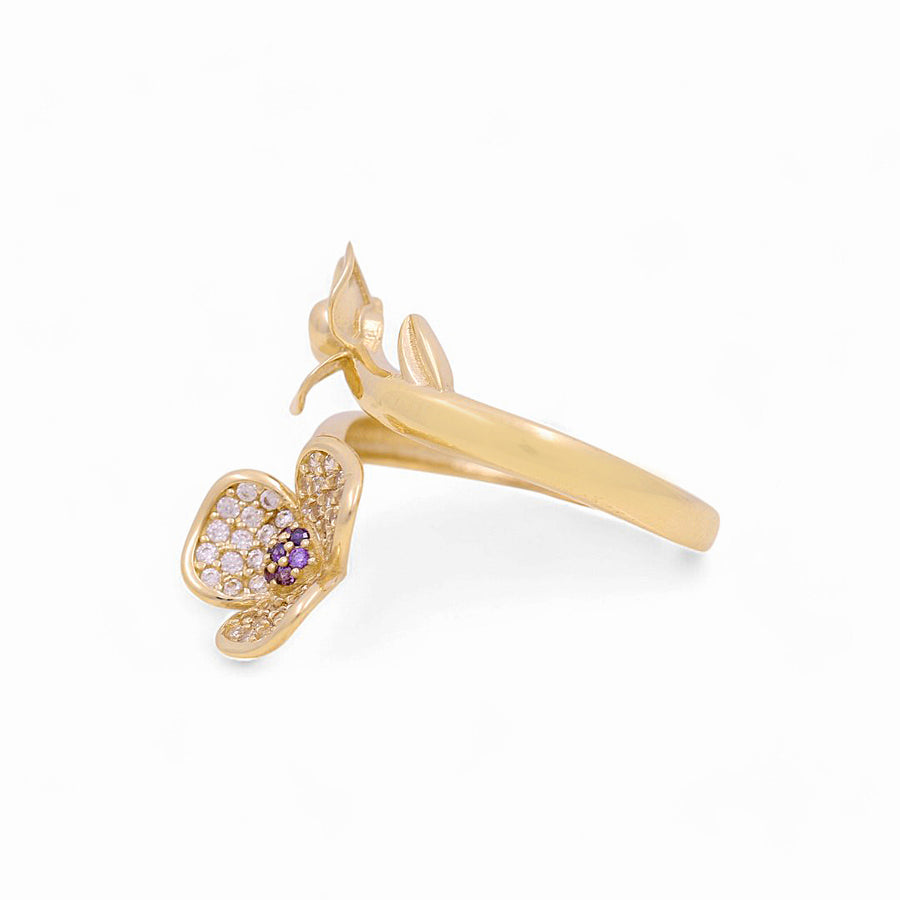 10K Yellow Gold  Fashion Flower with CZ Women's Ring