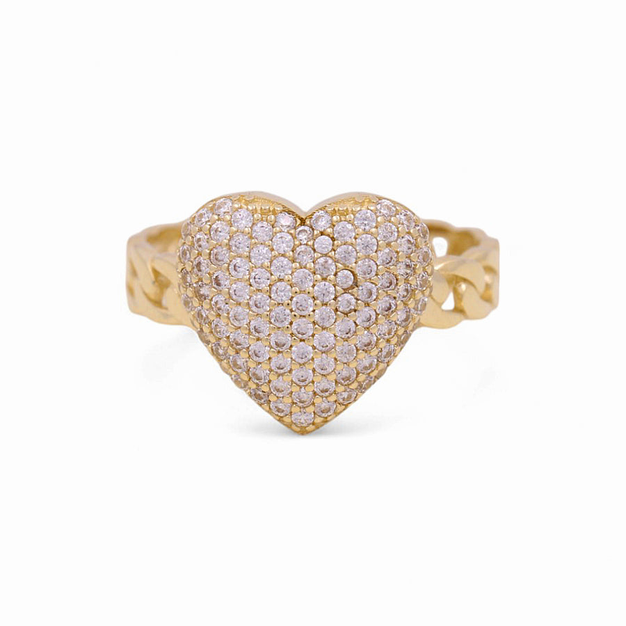 10K Yellow Gold Heart with Cz Fashion Women's Ring