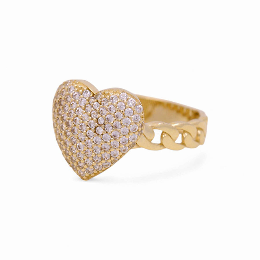 10K Yellow Gold Heart with Cz Fashion Women's Ring