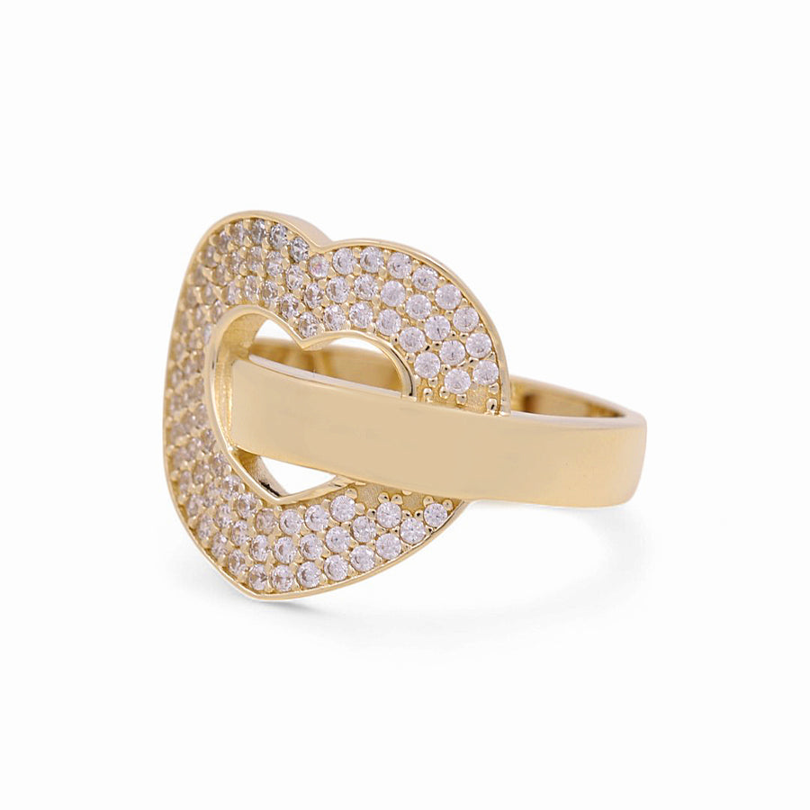 10K Yellow Gold Heart with Cz  Fashion Women's Ring