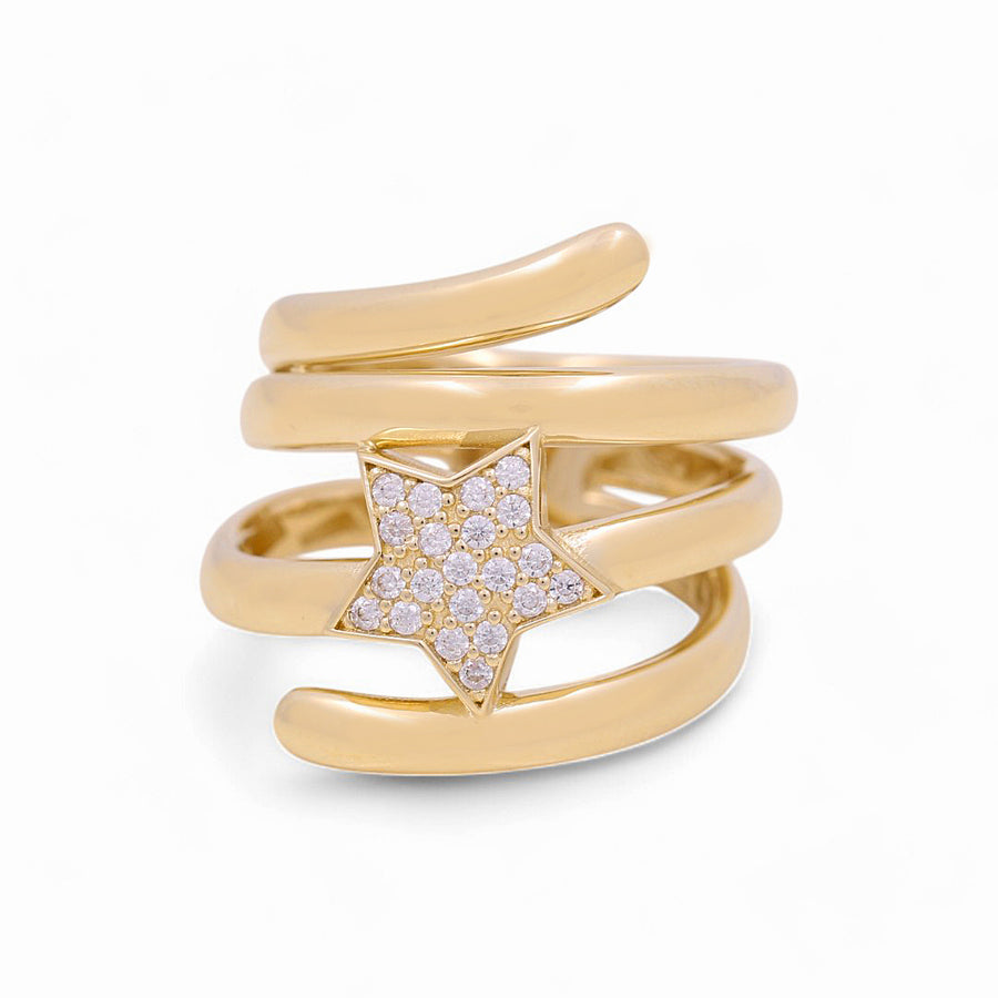 14K Yellow Gold  Star with Cz Fashion Women's Ring