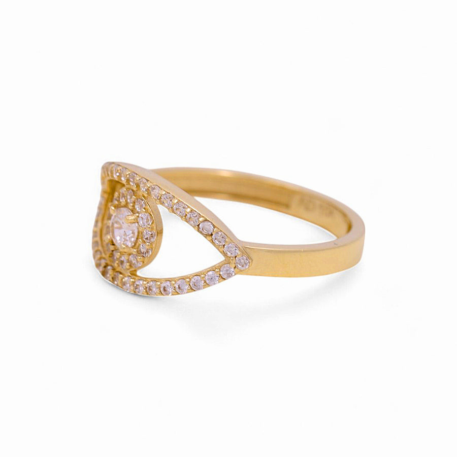 10K Yellow Gold  Fashion Eye with CZ Women's Ring