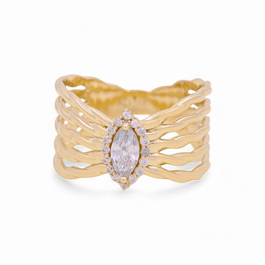 10K Yellow Gold  White with Cz Fashion  Women's Ring