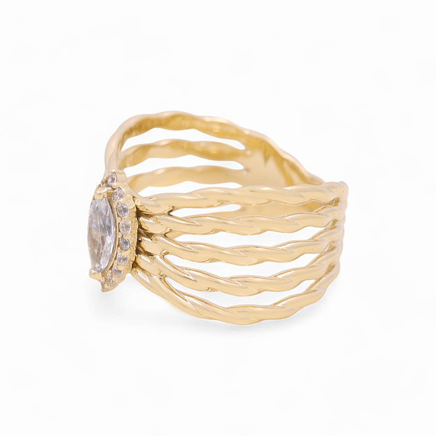 10K Yellow Gold  White with Cz Fashion  Women's Ring