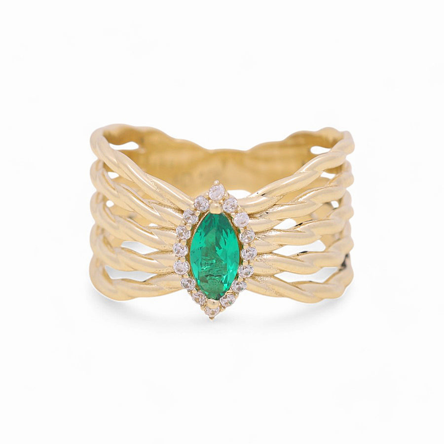 10K Yellow Gold  Green with Cz Fashion  Women's Ring