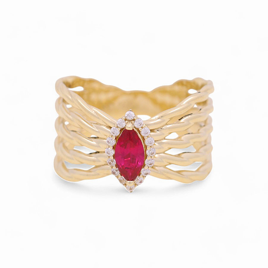 10K Yellow Gold  Red with Cz Fashion  Women's Ring