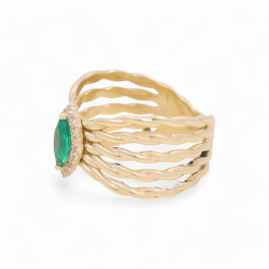 10K Yellow Gold  Green with Cz Fashion  Women's Ring